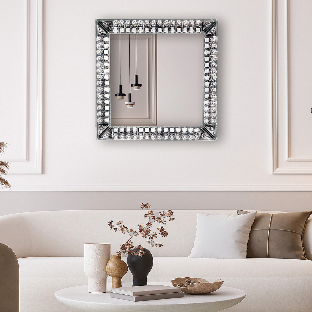 BOHEMIAN CRYSTAL MIRROR SQUARE